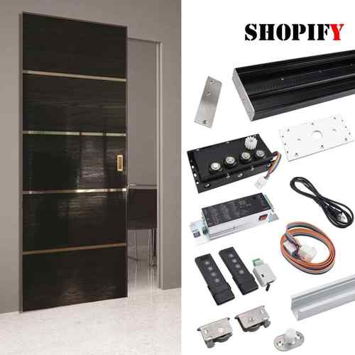 电动幽灵门五金配件铝合金极简门智能家居吊滑门平移门吊轮配件