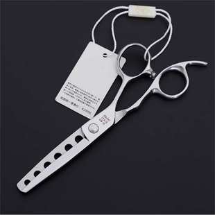 悍匠洞洞美发剪440C纹理修饰剪无痕6齿理发剪 洞洞打薄剪