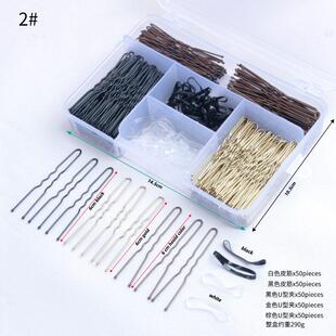 黑色U型发夹一线夹全盒装发饰配件组合无品牌多色U型发夹选项