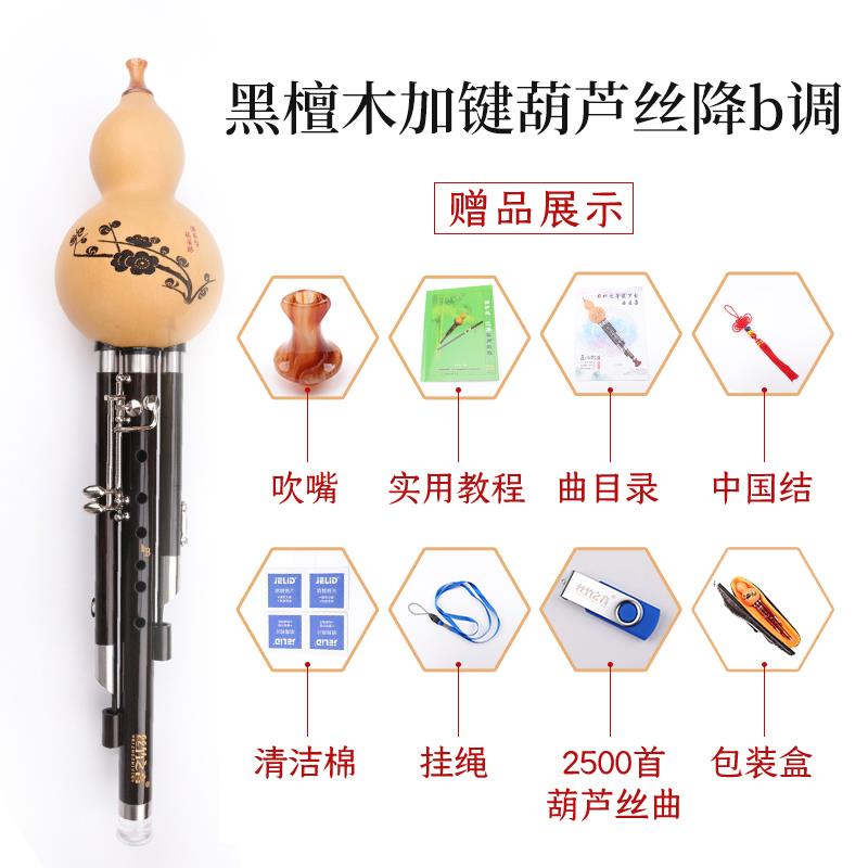 高档七孔葫芦丝加键c调降两b调f调g调专业乐演奏红型成人黑檀木木