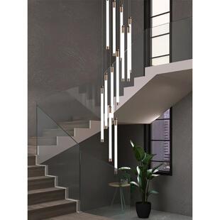 梯吊灯现代简约寓大气楼家用复式 楼f客厅lot极简公别墅旋转中468