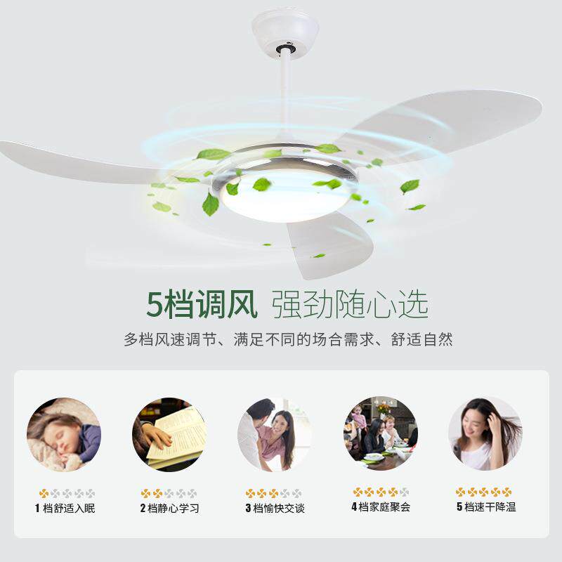 新款时尚简约客厅风扇灯 大风力餐厅卧室风扇吊灯后现代led吊扇灯