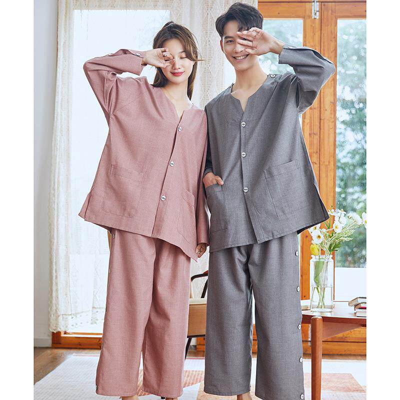 纯棉贡麻艾灸服情侣男女前后开扣汗蒸服理疗按摩浴服开背厂家
