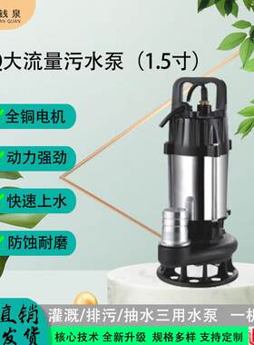 WQ不锈钢24v潜水泵农用排灌48/60v抽水泵废水粪池养殖鱼塘污水泵