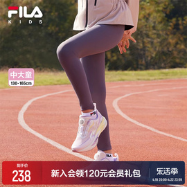 FILA KIDS斐乐童装女大童长裤2024春季儿童针织运动打底裤潮