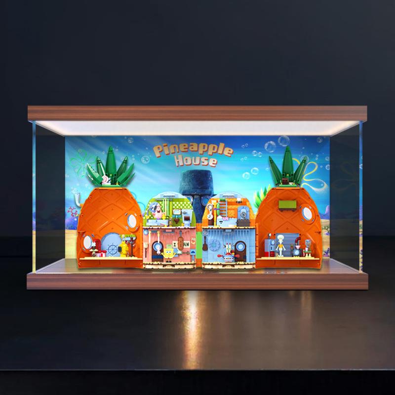 灯箱款发光亚克力收纳盒适用Areax砖区海绵宝宝菠萝屋展开版模型