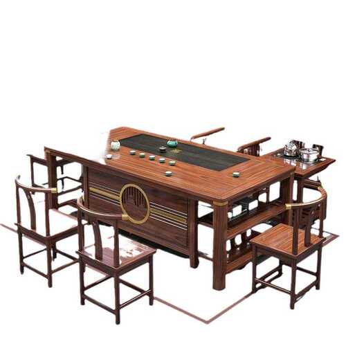 新中式实木茶桌椅组合家用办公室功夫禅意茶几现代简约花梨色茶台