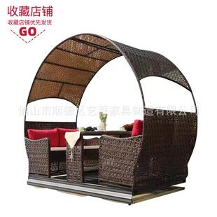 秋千户外景点室外编藤摇椅休闲拍摄基地道具椅金属框架编藤