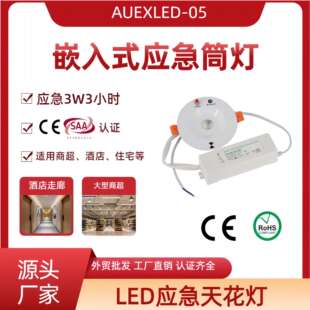 AUEXLED 嵌入式 安装 05LED应急灯3W圆形多功能应急灯非持续式