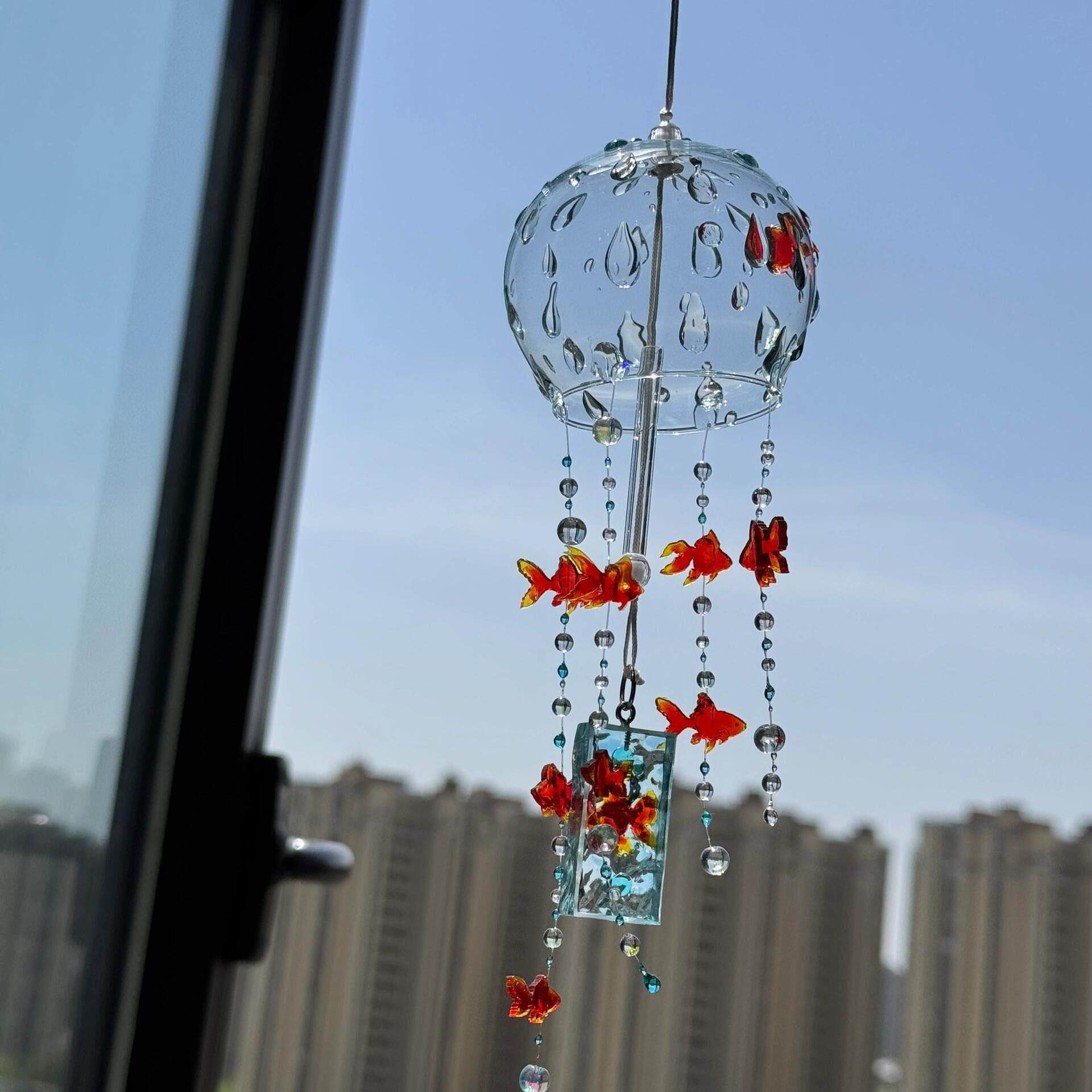 金鱼串珠玻璃风铃diy材料包透明水滴日系梦幻风铃装饰房间挂件