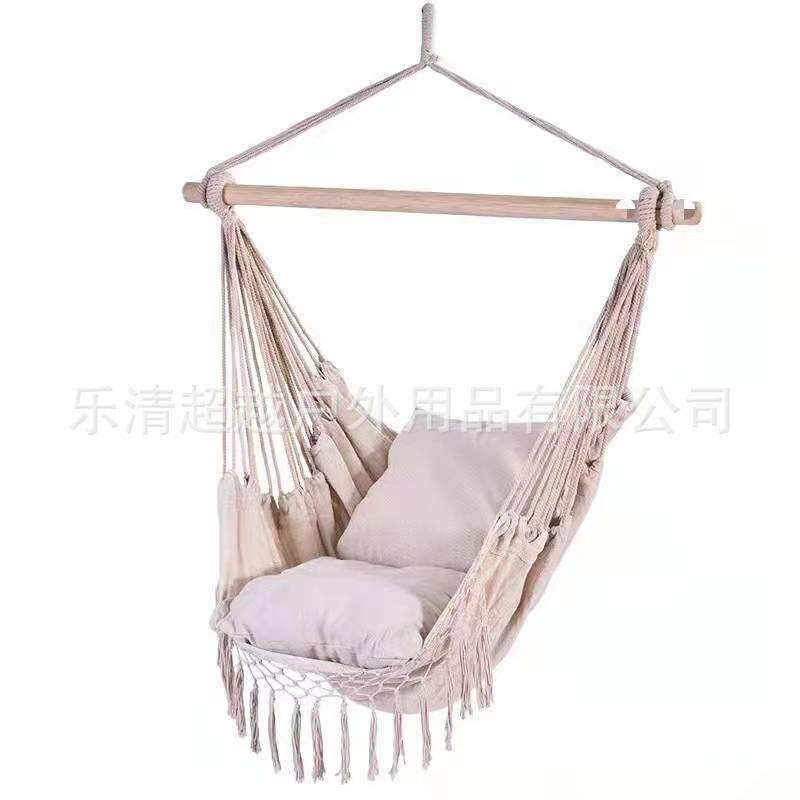 INS北欧风流苏吊椅 客厅阳台编织吊篮椅成人宿舍帆布网红秋千吊床