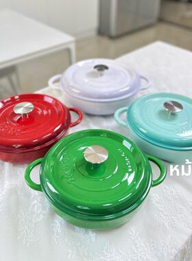 三厦高货黑底釉铸铁珐琅锅22cm25炖煮焖烧锅电磁炉燃气灶烤箱通用