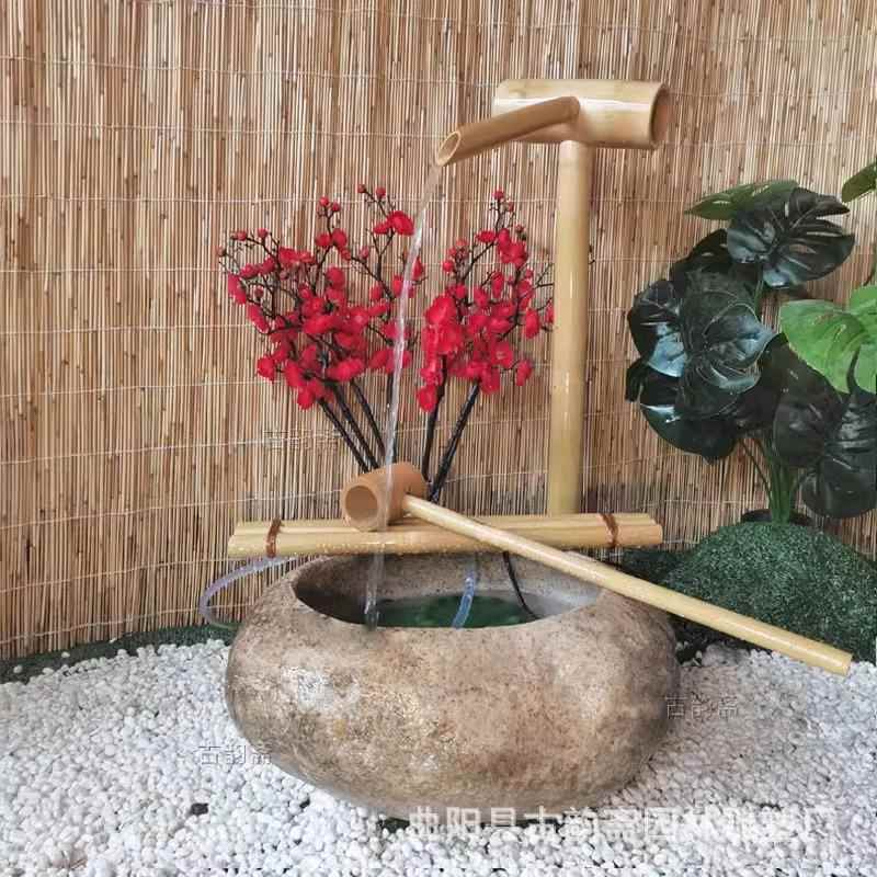 石流202196水日式庭水院鹅卵钵石水槽水景钵人造景观装饰摆件流水