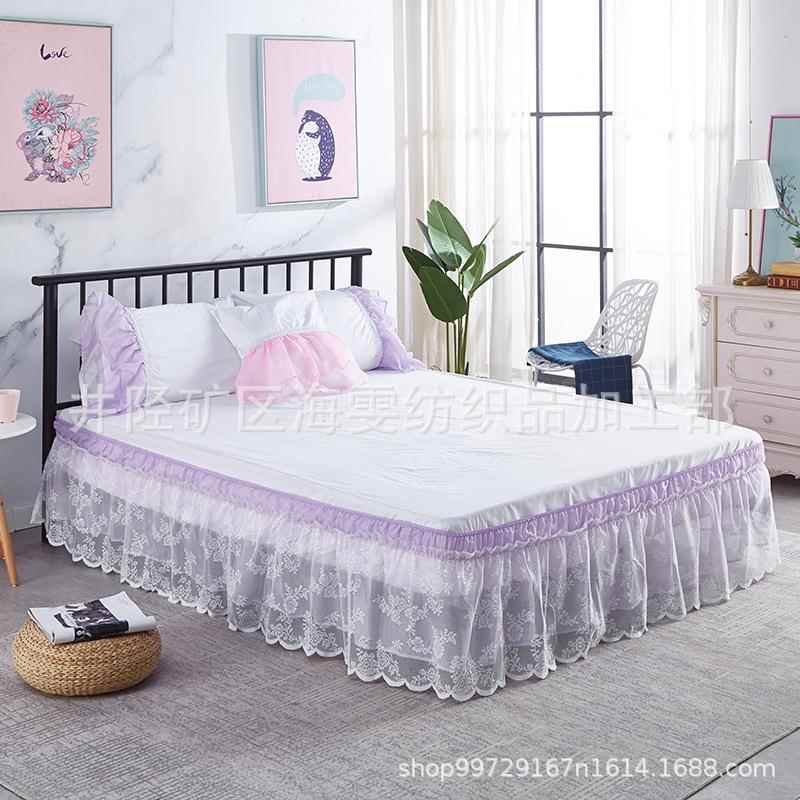 跨境新品宫廷公主风蕾丝床裙单件不带床面床裙松紧防尘双层床边裙