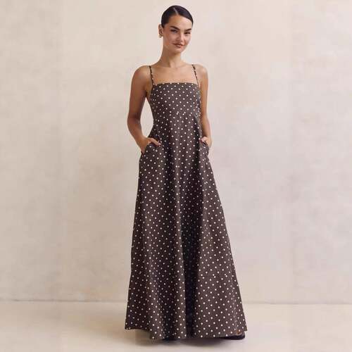 Women's Summer Slip Dress Dot Print Sleeveless Spaghetti