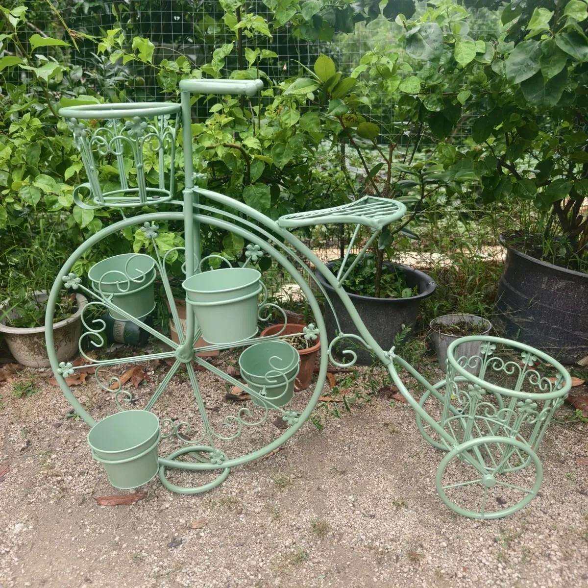 铁艺自行车小花架绿萝多肉创意花盆阳台欧式装饰户外绿植花园花架