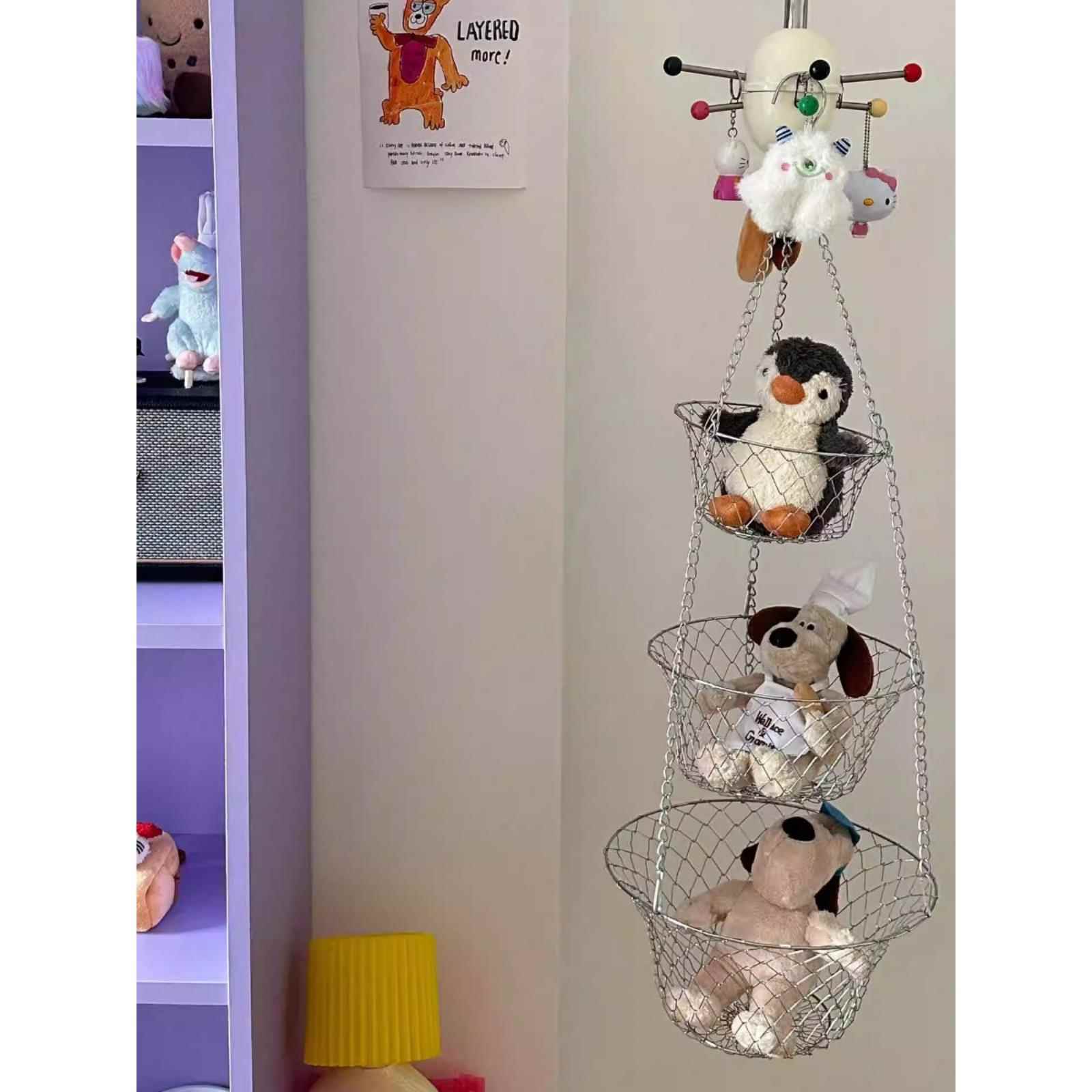 挂篮收纳多层铁玩具女孩娃娃收纳架卧室收纳篮女孩房间装饰.