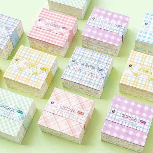 寄语 与微风相见便签本清新简约格子diy手帐打底装饰便条400张8款