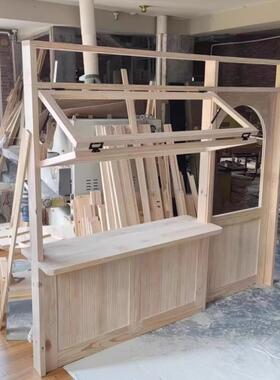 网红纯实木定制门窗家用阳台店铺民宿商铺蛋糕店咖啡店花店门连窗