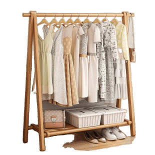 落地立式轻奢实木榉木衣架多功能收纳三角衣架卧室衣帽间挂衣服