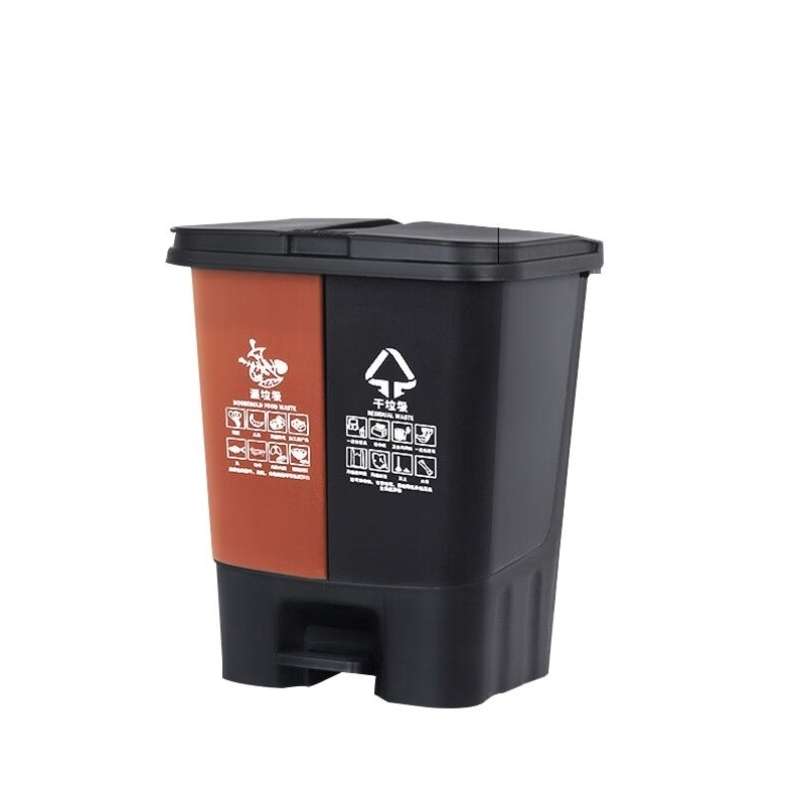 星工XINGGONG脚踏式干湿分离垃圾桶咖啡色分类连体垃圾桶学校