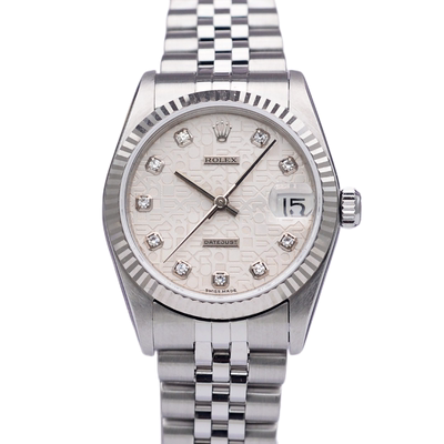 原装正品[9.8新]劳力士日志型31mm电脑面原镶钻自动机械女表68274