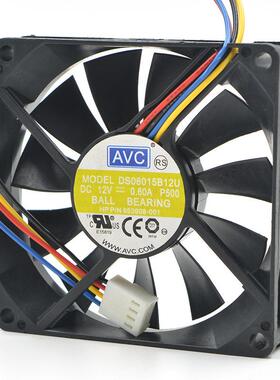 AVC DS08015B12U 80*80*15 12V 0.60A 支持PWM 机箱电脑散热风扇