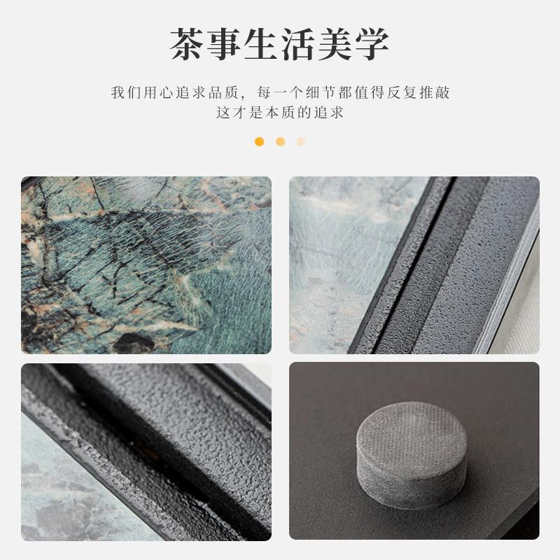 天然乌金石茶盘可排水2025年现代轻奢高级感办公室用奢石岩板茶台