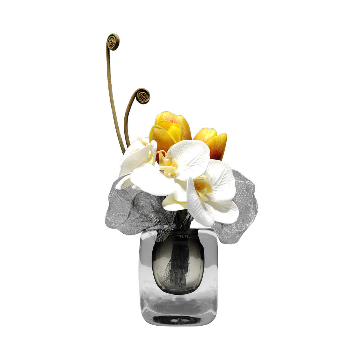 轻奢仿真花艺洽谈办公桌面酒店茶几假花小盆景样板房现代装饰摆件