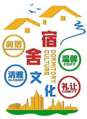 学生宿舍文化建设墙贴寝室文明标语贴纸墙面装饰初中小学校园布置