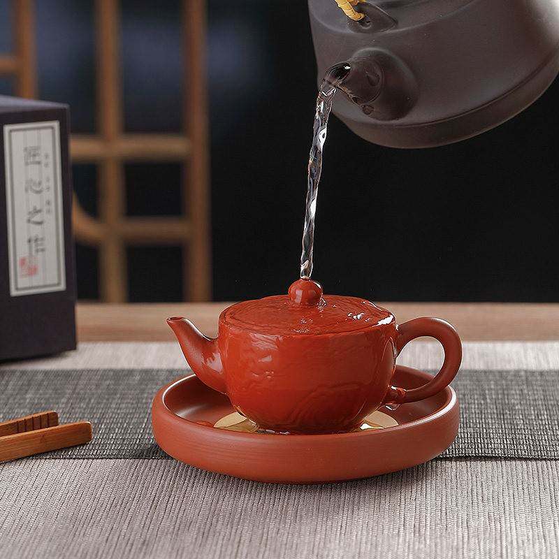 潮州手工陶瓷家用茶具泡茶壶朱泥红泥壶功夫小茶壶紫砂壶葫芦壶