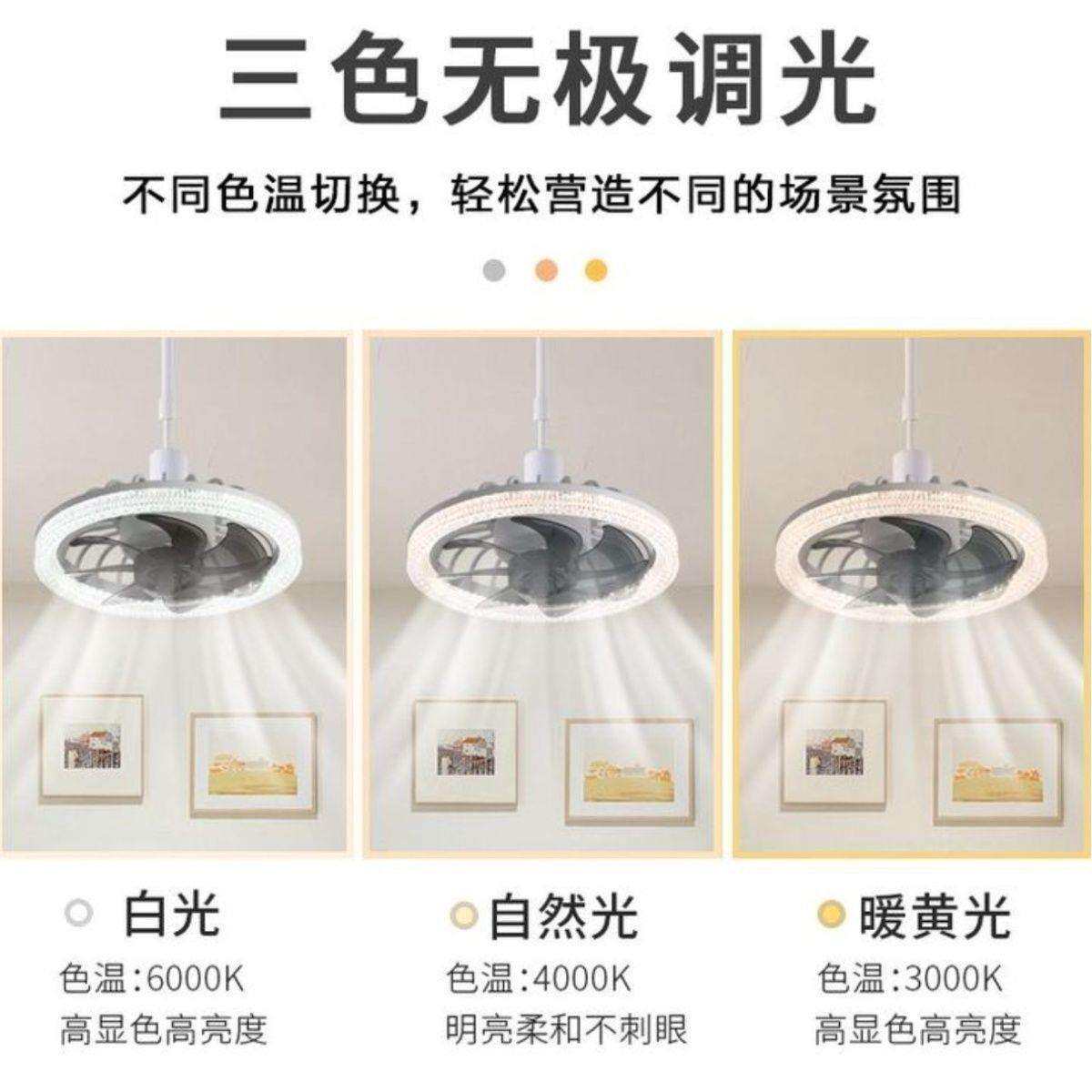 超亮大风力e27螺口LED风扇灯带遥控静音房间卧室餐厅二合一照明灯