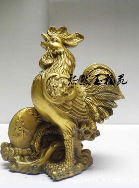 纯铜春鸡报晓摆件大号 金鸡公鸡元宝家居工艺品摆件