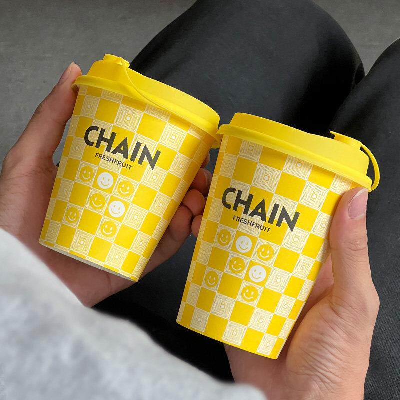 一次性奶茶纸杯商业带盖网红咖啡摊加厚杯中式热饮豆浆杯定制
