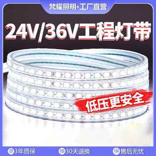 36v超亮工地隧道地下室工程户外照明24v防水灯条白光低压led灯带
