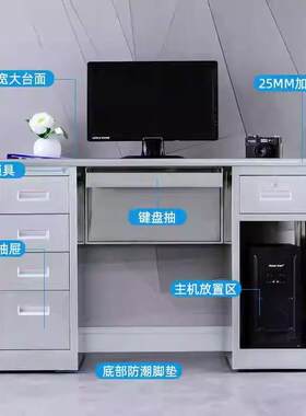 3GBZ-111公04不锈台钢电脑工桌操作单人员办公桌带抽屉工厂车间收