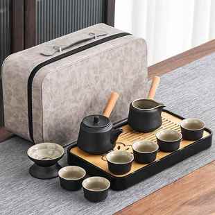 高档黄旅茶汝窑行茶具套组可携式 茶盘随身行 大备套露营户外喝茶装