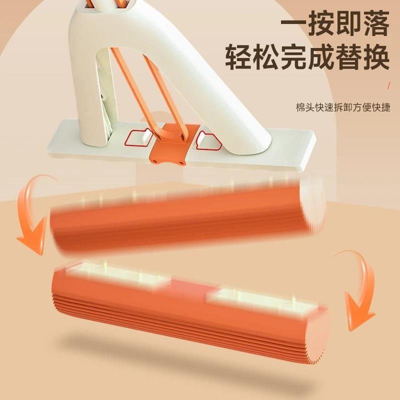 索邦第二代升级胶棉拖把家用拖地卫生间对折海绵拖把大号吸水拖把