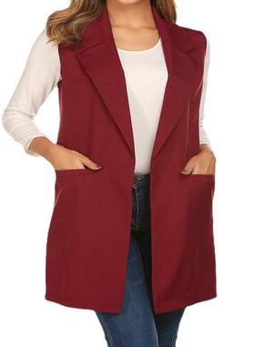 vest suit long cardigan buttonless lapel versatile color
