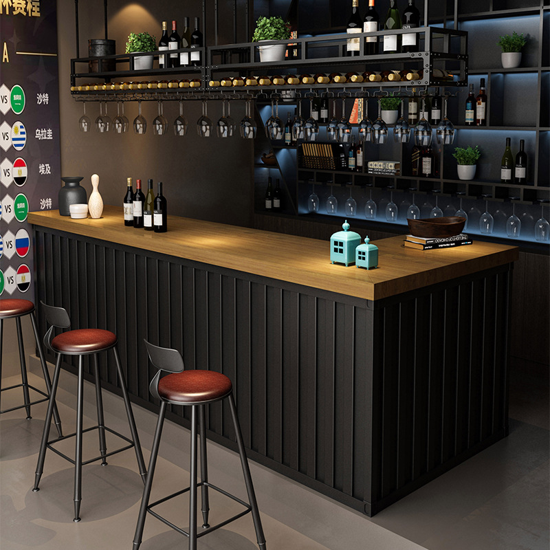 工业风复古酒吧吧台餐厅咖啡厅收银台奶茶店接待台店铺前台转角柜