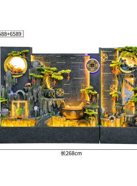 户外别墅公司酒店玄关装饰品花园造景摆件大型水幕墙假山流水喷泉