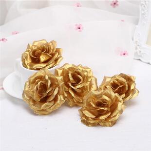 Artificial Rose Silk 10pcs Heads Gold Flower Decorative 8cm