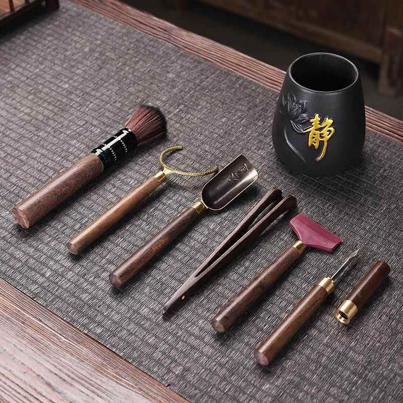 茶杯叉功夫茶具黑檀实木防烫茶叉茶针夹托杯托卫生托叉茶道配件