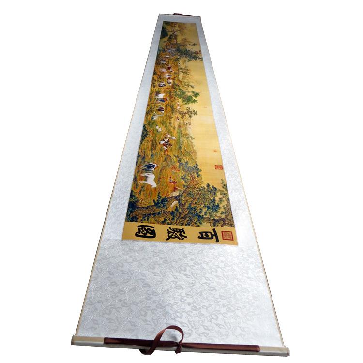 百骏图古挂画郎世宁字画国画客厅书房装饰画十大名画丝绸画卷轴