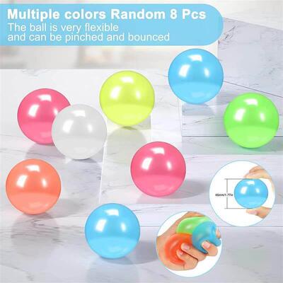 8 Pieces Glowing Sticky Balls Elastic Squishy Ceiling Ball