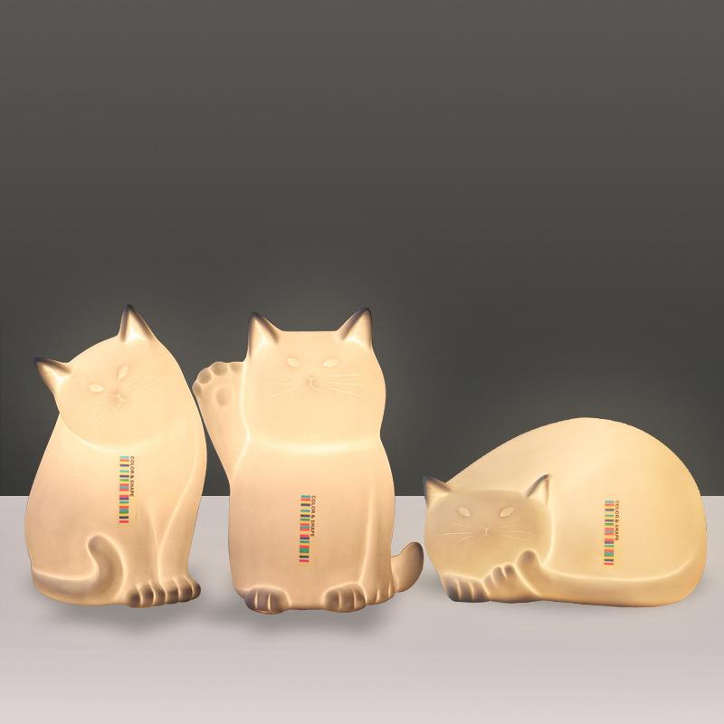 猫咪灯饰创意陶瓷台灯具卧室装饰摆件工艺品桌灯创意陶瓷夜灯