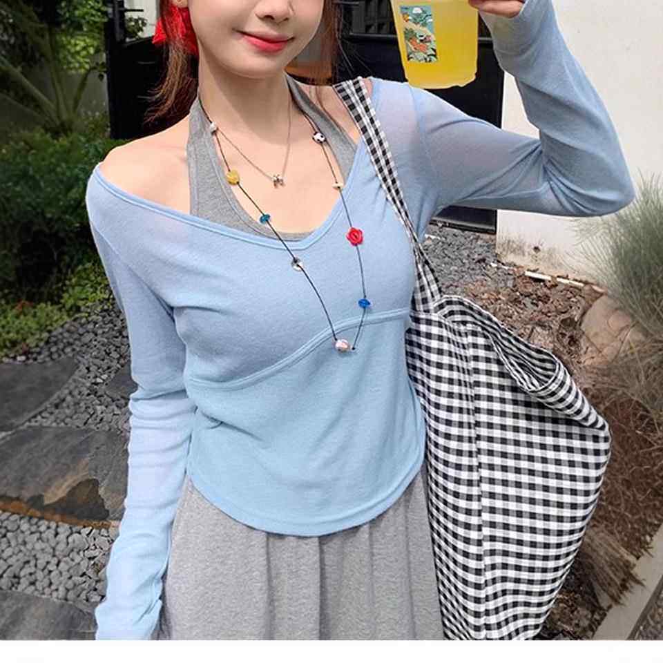 小个子2025年新春季好看上衣女新款独特漂亮气质长袖背心T恤套装