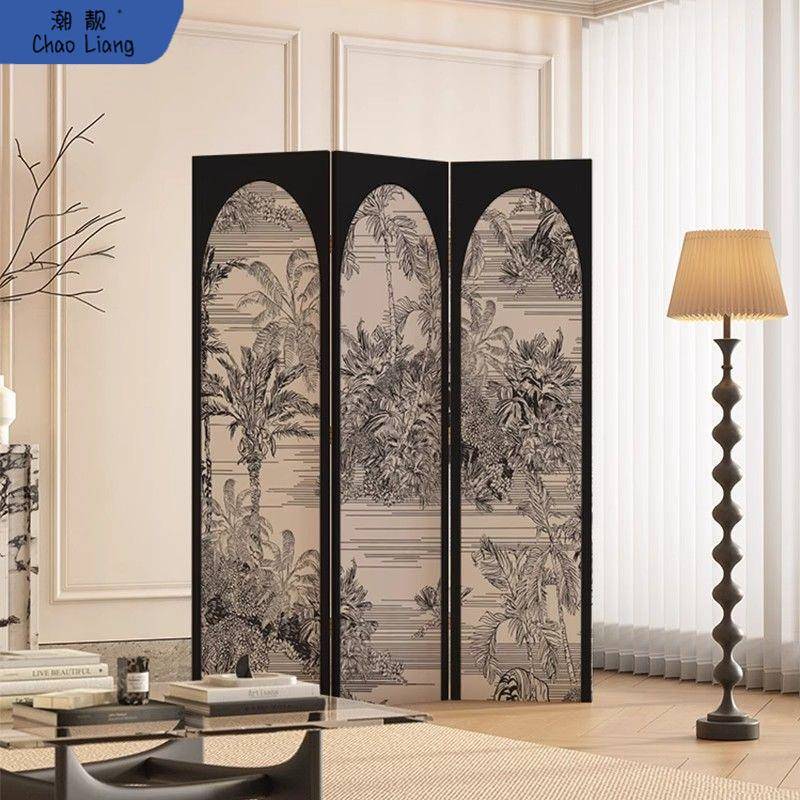 法式屏风隔断客厅中古风可折叠移动挡板家用房间进门遮挡现代简约