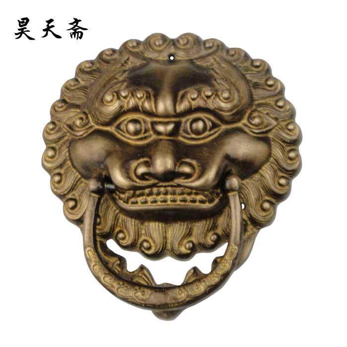 昊天斋新中式仿古门环狮子头 兽头纯铜拉手四合院大门把手