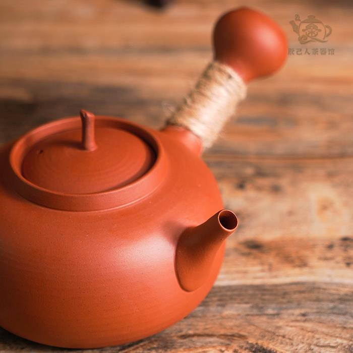 潮州砂壶铫FIA水侧把红泥煮茶器窑变跳盖壶家用功夫具电煮陶炉茶